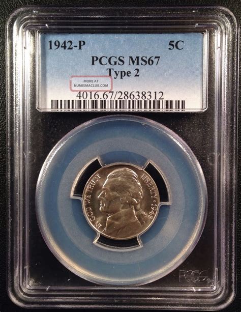 1942 Jefferson Five Cent Nickel Pcgs Ms67 Type 2 28638312