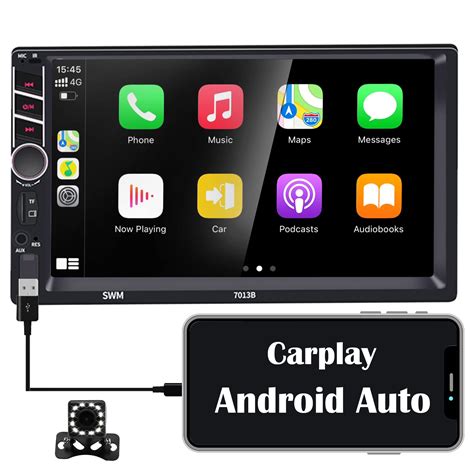 ZHNN 7 Inch Double Din Touchscreen Car Stereos Radio With Apple Carplay