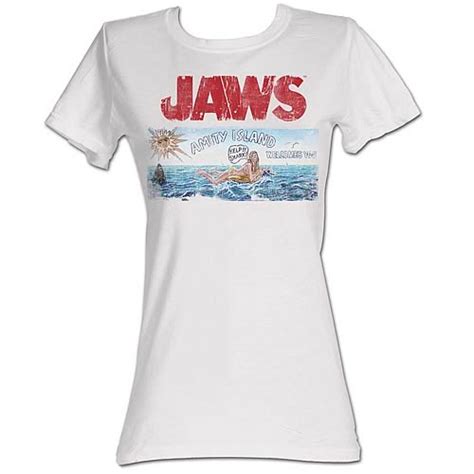 Jaws Amity Island Sign White Juniors T Shirt