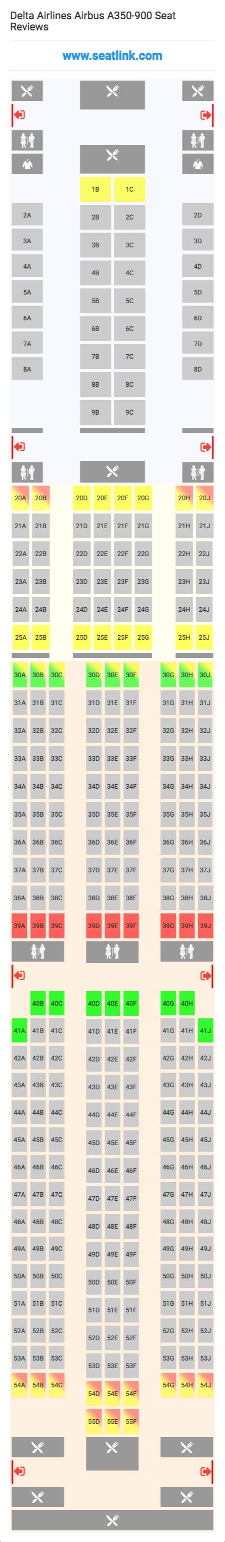 Delta Airlines Airbus A350 900 359 Seat Map Delta Airlines