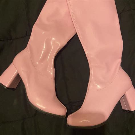 Baby Pink Gogo Boots Worn Twice Us Size 10 Depop