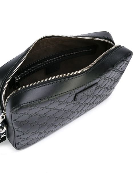 Gucci Leather Signature Clutch In Black For Men Lyst