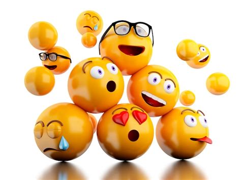 3d Ilustración Emoji Iconos Con Expresiones Faciales Concepto De Redes