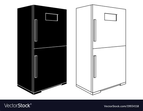 Refrigerator Black And White Outline Icons Vector Image