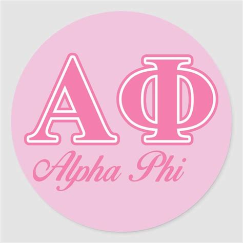 Alpha Phi Pink Letters Classic Round Sticker Zazzle Alpha Phi