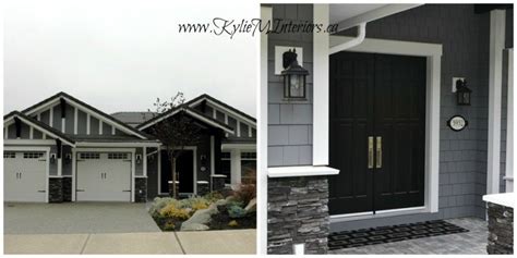 Exterior Painted Chelsea Gray By Benjamin Moore With Black Door White