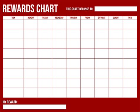 A Reward Chart With Red Background