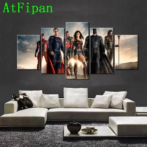 AtFipan 5 Pieces Movie Justice League Poster Large HD Canvas Painting