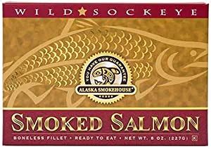 Each fillet is inspected before being sealed in a gold foil. Alaska Smokehouse 8 oz Smoked Sockeye Salmon Gift Box