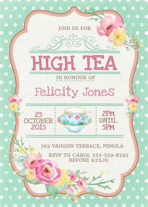 Download Free Printable High Tea Party Invitations Png Us Invitation
