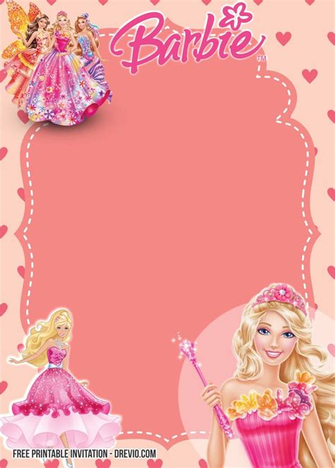 Barbie dress shaped invitations for this barbie birthday party invitation, you will need cardstock paper, colouring pencils, pink tulle, gel pens and pink & silver glitter. FREE Printable Barbie Birthday Invitation Templates ...