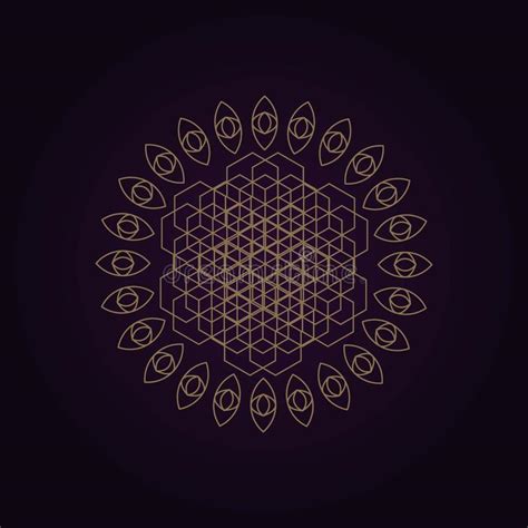 Vector Gold Abstract Mandala Sacred Geometry Illustration Isolated Dark