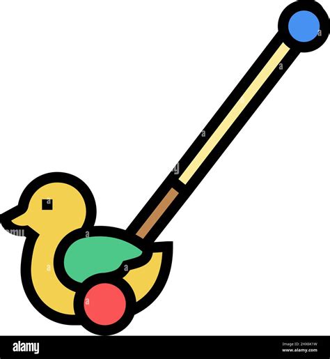 Duck Stick Push Toy Color Icon Vector Illustration Stock Vector Image