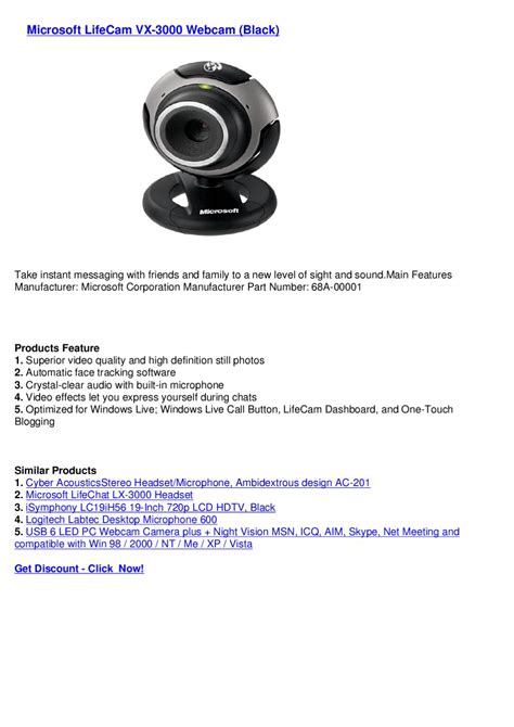 Microsoft Lifecam Vx 3000 Webcam Black By Webkamm Bkkderla Issuu