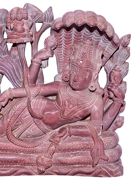 Anantasayana Vishnu With Lakshmi Brahma Stone Statue Exotic India Art