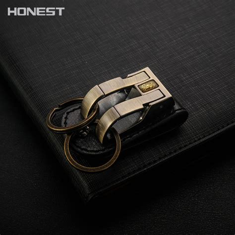 Brand Honest Business Genuine Leather Men Key Chain Car Key Holder Ring