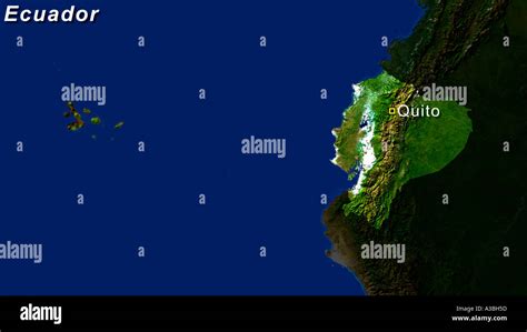 Satellite Image Of Ecuador With Quito Shown Stock Photo Alamy