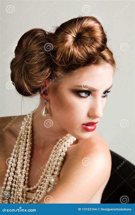 Attractive Young Woman Wearing Pearls Stock Images Image 13152164