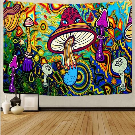 Magic Mushroom Tapestry Psychedelic Art Hippie Wall Hanging Etsy