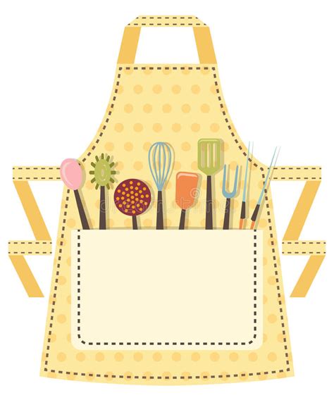 Dotted Kitchen Apron With Kitchen Utensils In The Stock