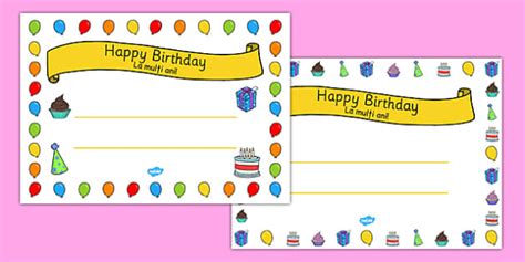 Romanian Birthday Cards Certificates English Translation
