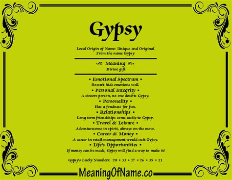 Gypsy Meaning Of Name