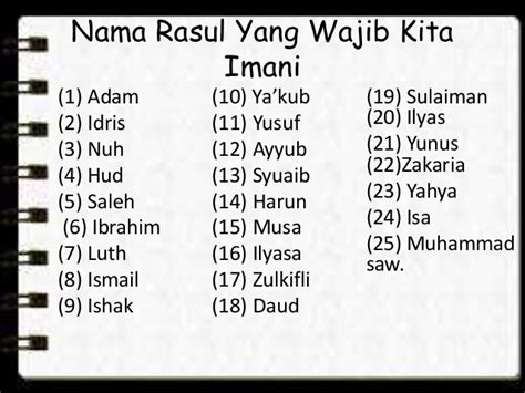 Seperti yang kita ketahui salah satu rukun iman diantaranya adalah beriman kepada nabi dan rasul. Nama Nabi - Family Fresh Meals