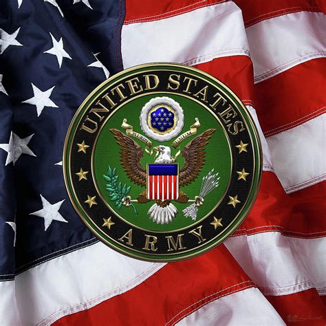 U S Army Emblem Over American Flag Digital Art By Serge Averbukh