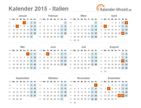 Feiertage 2015 Italien Kalender And Übersicht