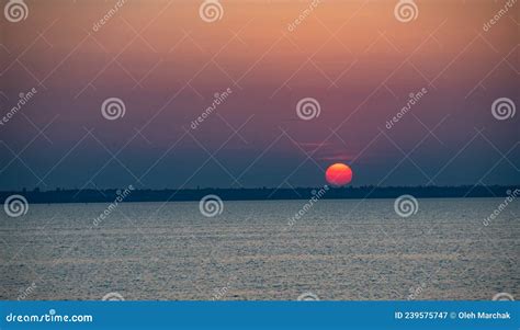 Beautiful Red And Orang Sunset Over The Lake Stock Image Image Of
