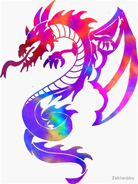 Rainbow Dragon Tribal Tattoo Sticker For Sale By Zeichenbloq Redbubble