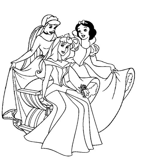 Kidsnfun Kleurplaat Disney Prinsessen Assepoester, Doornroosje en