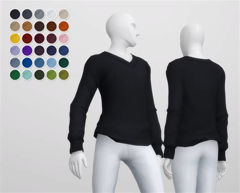 S4 Long Sleeveless V Neck Sweater For M 30 Color 네이버 블로그 Sims 4