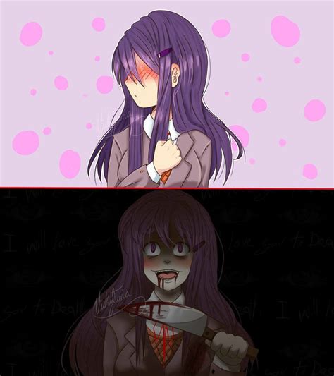 yuri doki doki anime psychological horror purple girls cute games world of books