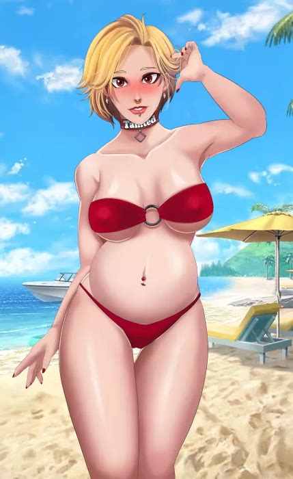 Rule 34 1girls Alexis Lssb Andrealphus Beach Belly Big Belly Blonde