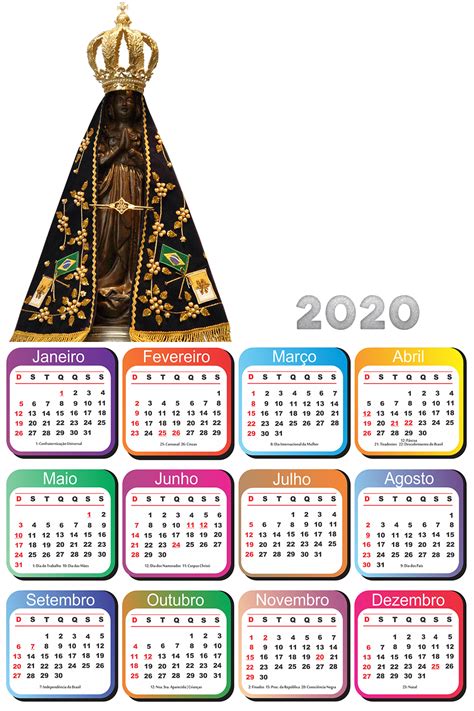 Moldura Png Calendário 2020 Nossa Senhora Aparecida Imagem Legal