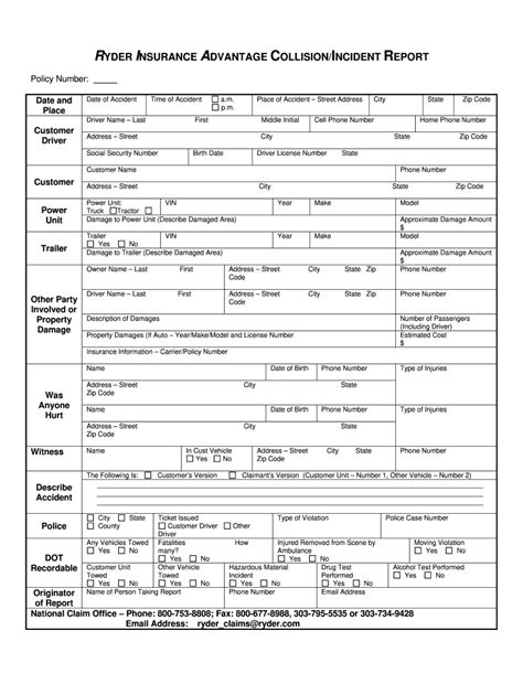 Truck Driver Accident Report Form Template