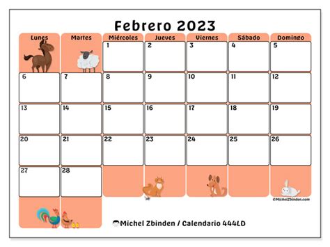 Calendario Febrero De 2023 Para Imprimir “771ld” Michel Zbinden Ve