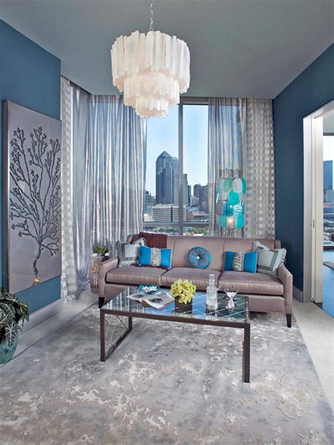 Blue And Gray Contemporary Living Room Hgtv