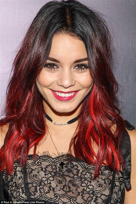 vanessa hudgens debuts new red locks as she rocks a gothic mini dress dailymail red ombre