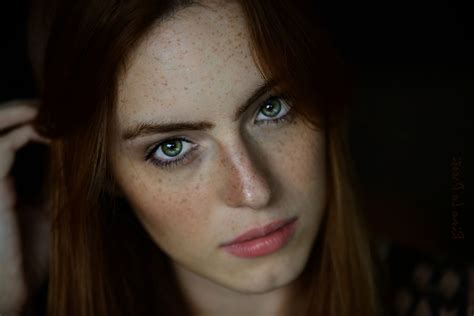 Wallpaper Face Women Redhead Model Looking At Viewer Green Eyes Freckles Mouth Nose