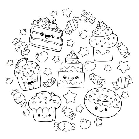 Comida Kawaii. Dibujos e Imagenes de Comidas Kawaii para Colorear