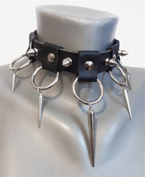Gothic Black Leather Choker Vicious Spiked Punk Etsy In 2023