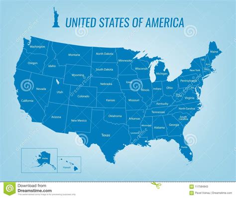 Mapa De Los Eeuu Con Los Estados Federales Todos Los Estados Son A Elección Vector