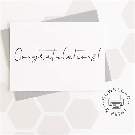 Congratulations Printable Card Instant Download Pdf Card Template
