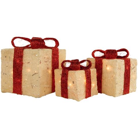 Northlight Lighted Cream Gift Boxes Outdoor Christmas Decorations Set