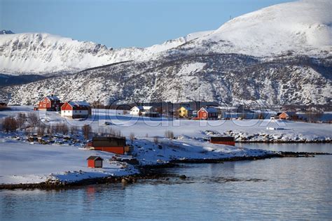 Small Norwegian Village On The Shore Of Stock Image Colourbox