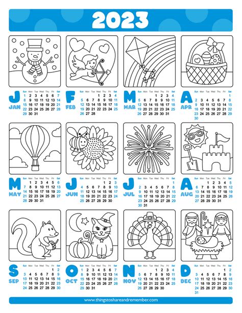 Free Printable Childrens Calendar 2023 Printable Template Calendar