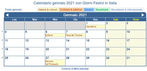 Calendario Da Stampare Gennaio 2021
