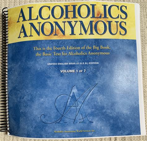 Alcoholics Anonymous Braille 4th Edition Tri County Intergroup